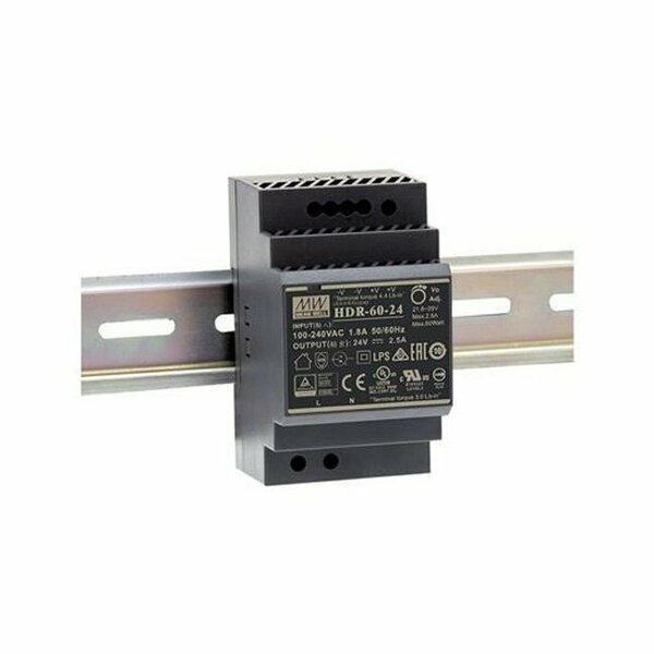 Antaira 60 Watt Series / 24 VDC / 2.50 Amps Industrial Slim Single Output DIN Rail Power Supply HDR-60-24